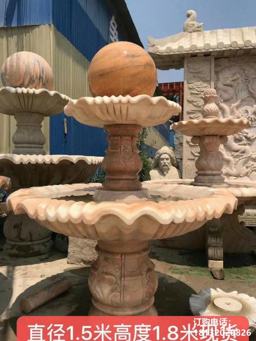 晚霞紅雙層景觀球公園噴泉石雕 中衛(wèi)青石景觀球雕塑訂制